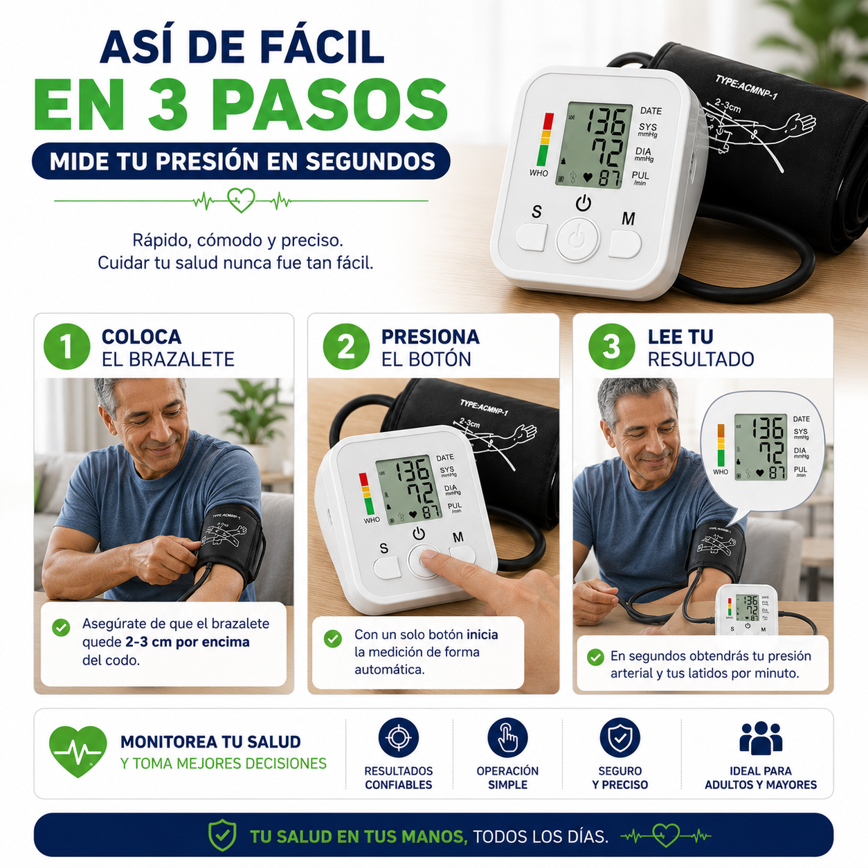 HeartTrack™ / Monitoreo práctico para cuidar tu salud