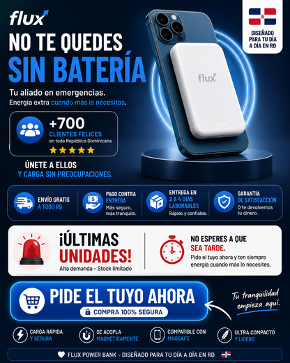 Flux PowerMag™ / Batería magnética portátil para iPhone – carga instantánea sin cables
