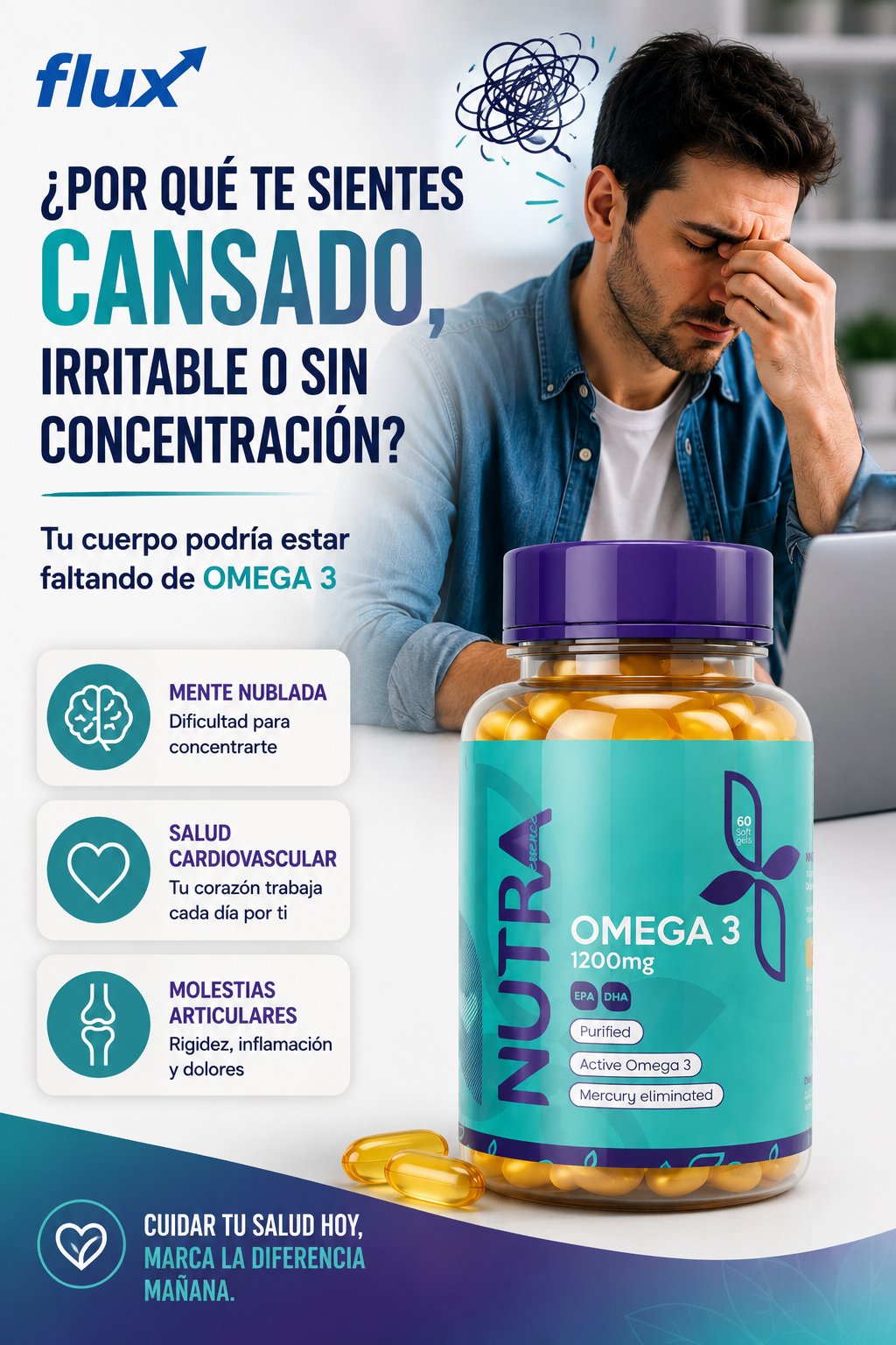 Flux OmegaPure™ / Omega 3 premium para mente, corazón y bienestar diario