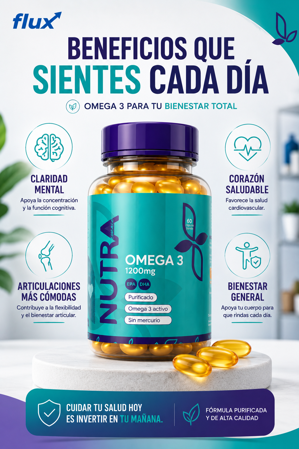 Flux OmegaPure™ / Omega 3 premium para mente, corazón y bienestar diario